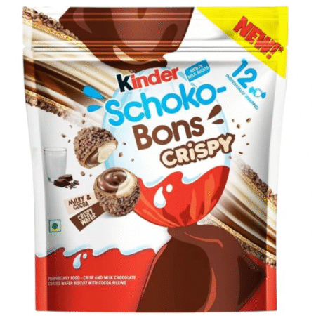 Kinder Schoko-Bons Crispy – Bomboane de ciocolata cu lapte si umplutura crocanta, 12 bucati, 67.2 g