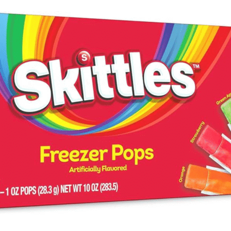Skittles Freezer Pops Original, desert congelat cu arome de fructe, 10 plicuri, 283.5 g