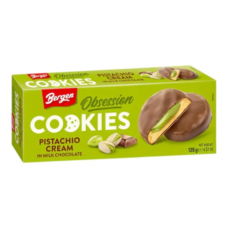 Biscuiți Bergen Obsession ciocolată pistachio, 128g