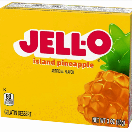 Mix pentru desert gelatina, Jell-O, aroma ananas, 85 g, 4 portii