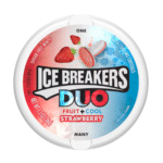 Dropsuri cu căpșuni și mentă Ice Breakers Duo Fruit+Cool Strawberry, Fără Zahăr, 42g