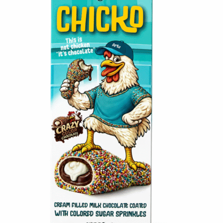 Ciocolata ARTU Copanel Chicko cu lapte, alba si bilute de zahar colorate, 50 g
