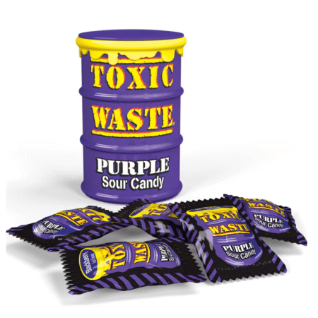 Bomboane Acre Toxic Waste, Purple Drum Extreme Sour Candy, 42g