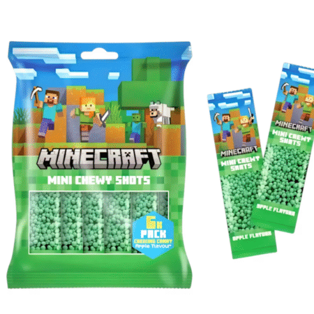 Minecraft Mini Chewy Shots, 6 x 15 g – Bomboane moi si fructate, pachet multipack
