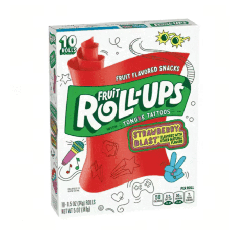 Fruit Roll-Ups Strawberry Sensation – Gustare din fructe cu aromă de căpșuni, 141 g (10 role)