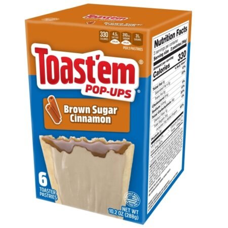 Toast'em Pop-Ups Brown Sugar Cinnamon – Biscuiți glazurați cu umplutură de zahăr brun și scorțișoară, 288 g (6 biscuiți)