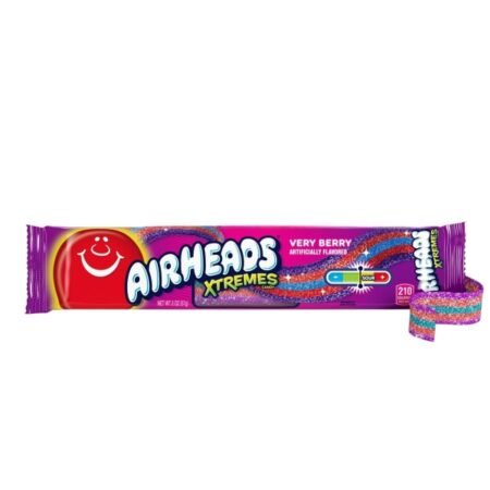 Airheads Xtremes Belts Very Berry – Jeleuri benzi acre cu arome de fructe de pădure, 57 g