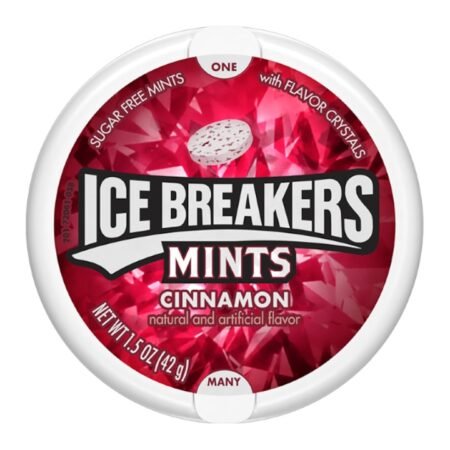 Ice Breakers Mints Cinnamon – Bomboane mentolate fără zahăr cu aromă de scorțișoară, 42 g