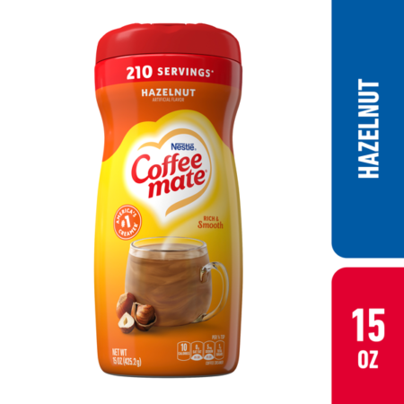 Crema de lapte pudra, pentru cafea Nestlé Coffee Mate Hazelnut cu aromă de alune de pădure, 425g